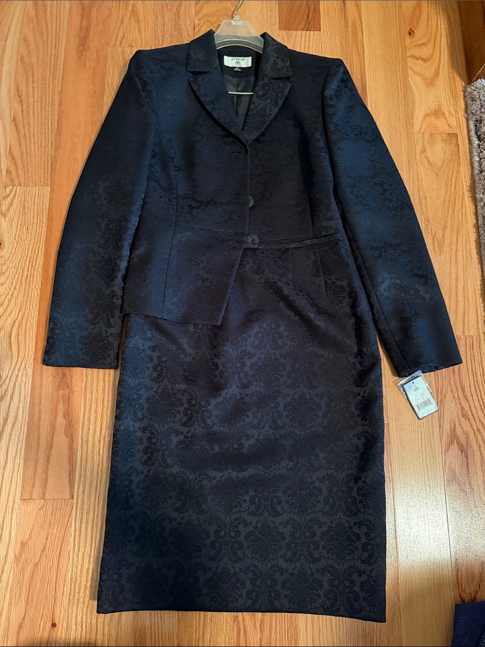 Stresa Couture Black Brocade Skirt Suit 2P